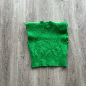 Aritzia Babaton Hazlitt Merino Wool Shoulder Pad Green Sweater